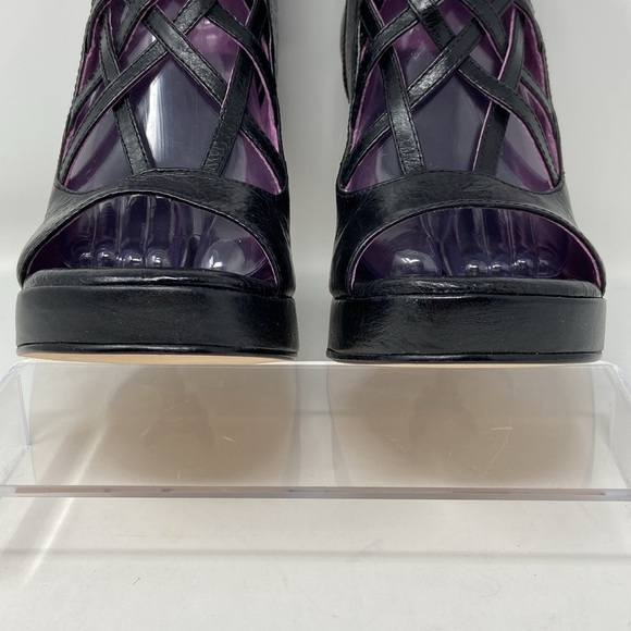 NWT Gee WaWa Women's Black and Purple Cutout Detail Heeled Sandals SZ 8 - Picture 4 of 10